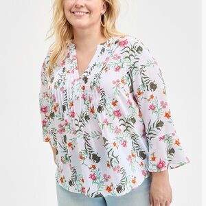Style & Co
Plus Size Printed Pintuck 
Floral Print Women's Top